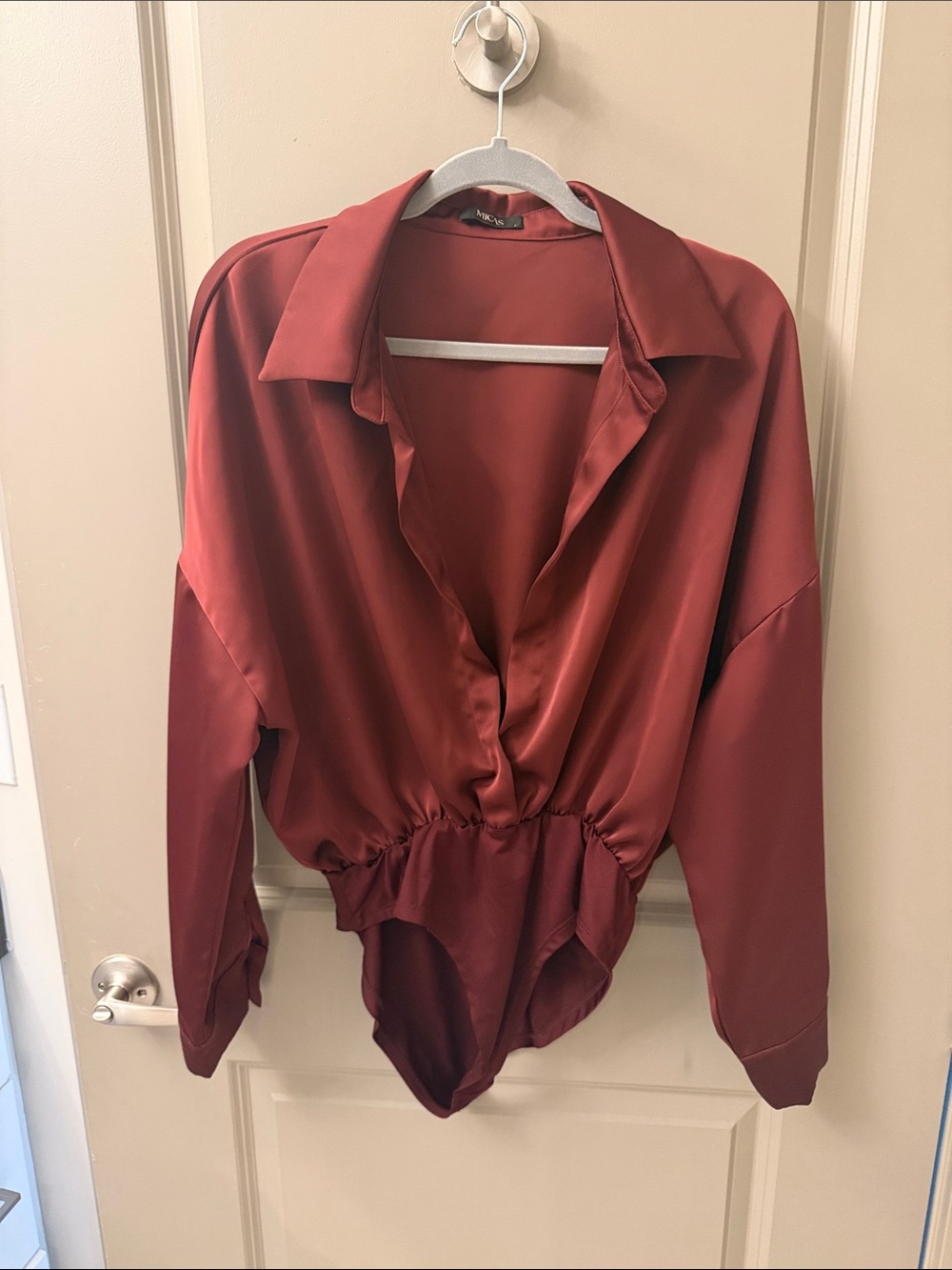 MICAS Silk maroon bodysuit